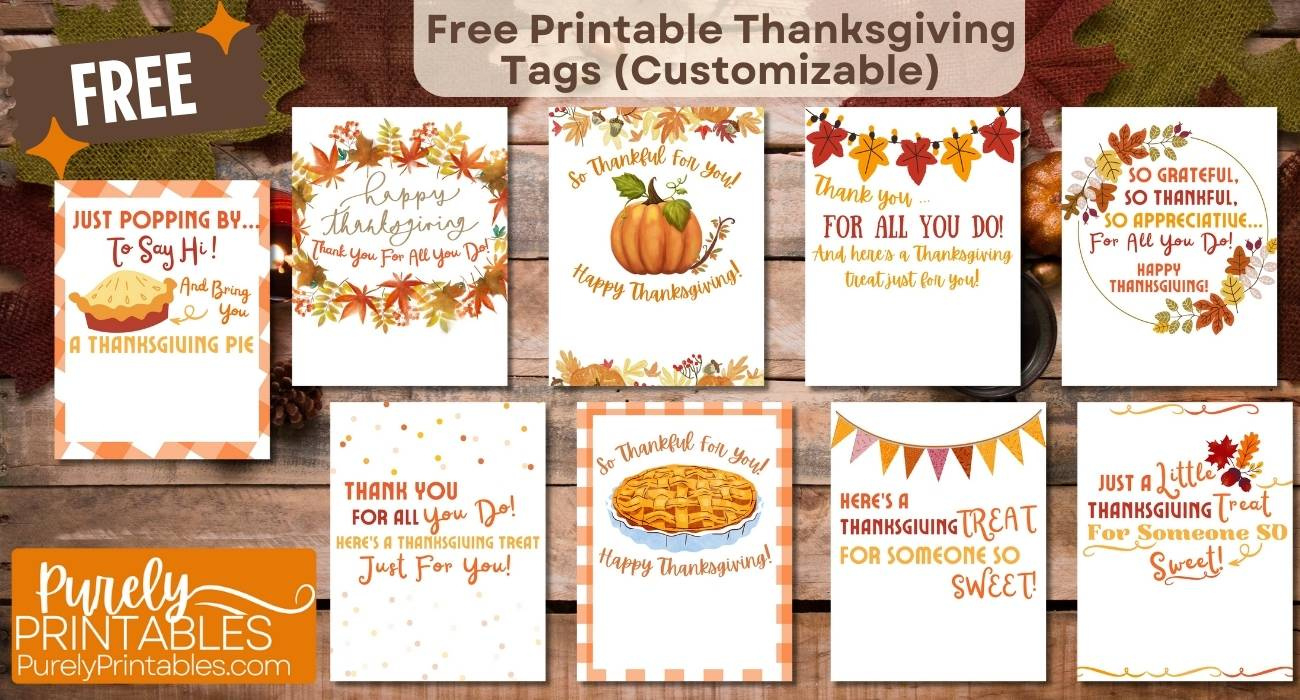 12 Free Thanksgiving Tag Printables (Editable) And Thanksgiving for Free Printable Thanksgiving Labels