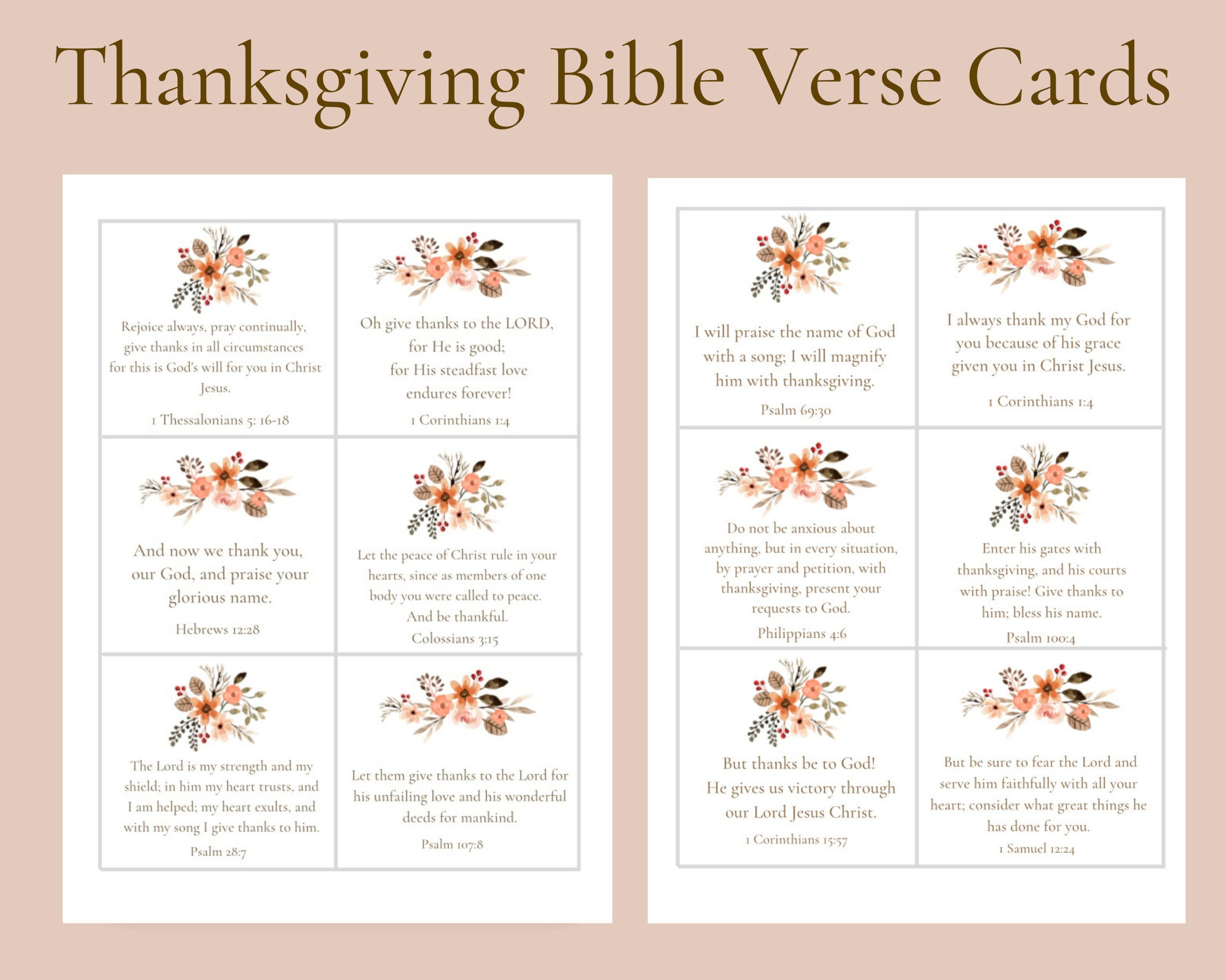 12 Thanksgiving Scripture Cards Digital Download Thankful Bible inside Thanksgiving Cards Verses