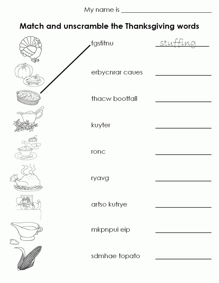 Thanksgiving Worksheets For Middle Schoolers