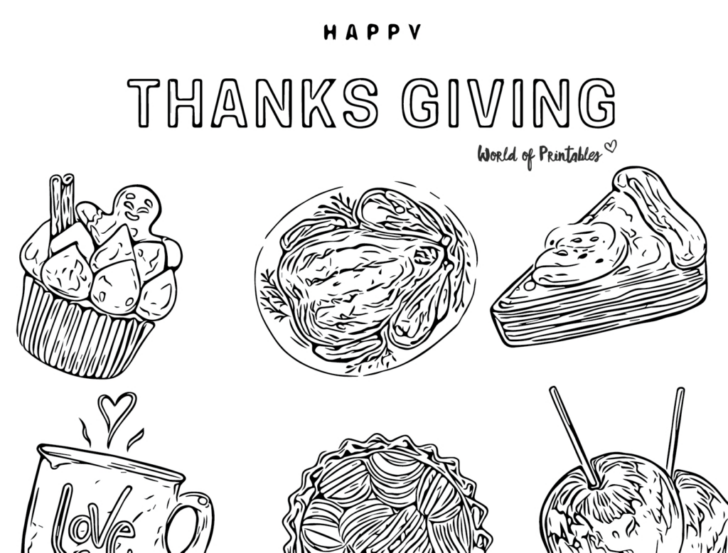 Free Printable Thanksgiving Food Coloring Pages