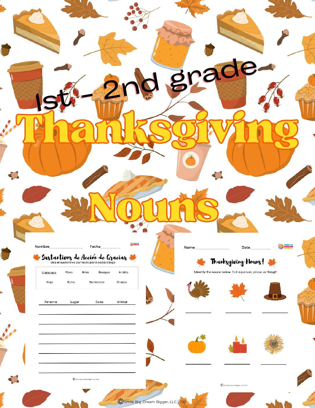 1St - 2Nd Grade Thanksgiving Nouns Worksheet in Thanksgiving Nouns Worksheets