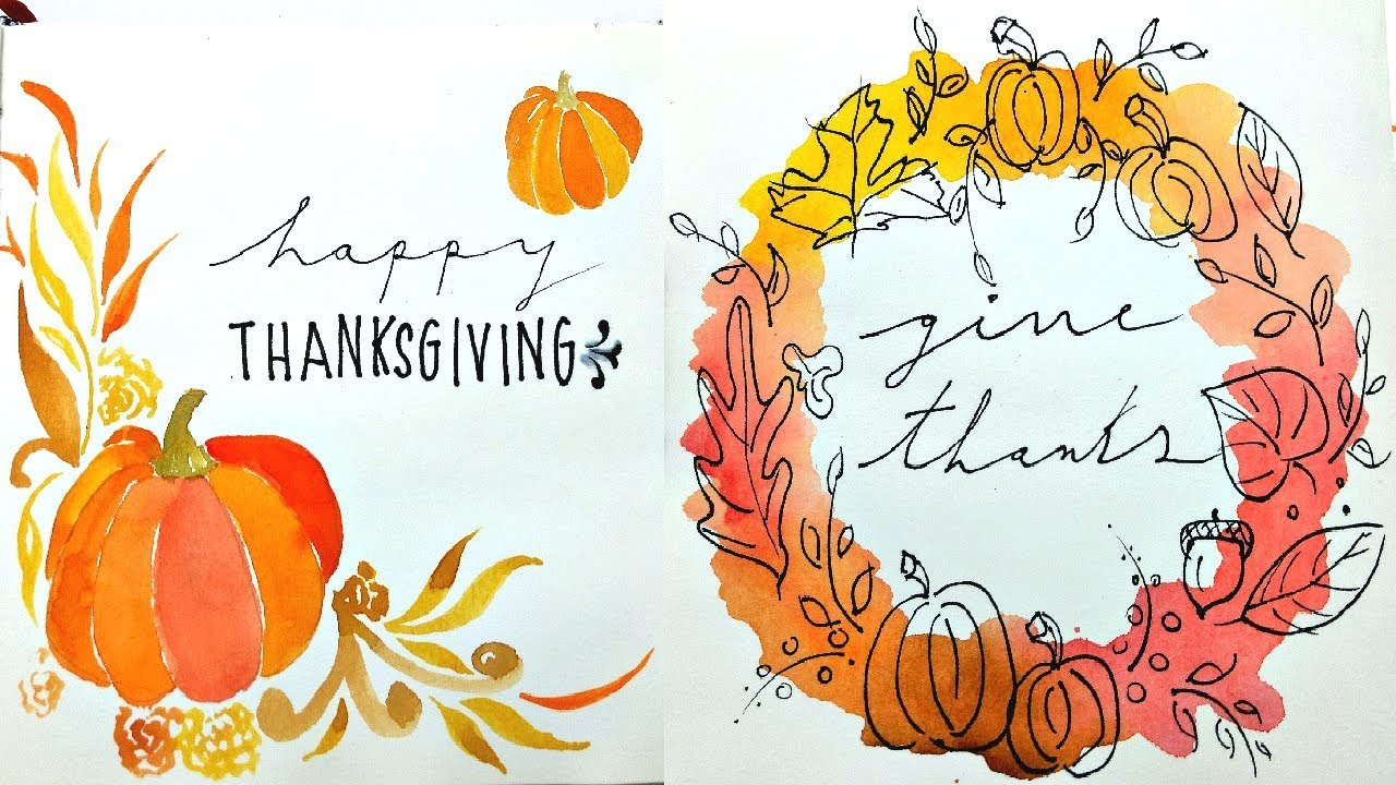 2 Homemade Thanksgiving Cards In Watercolor » Guide To Painting Easy Thanksgiving Cards Stepstep intended for Watercolor Thanksgiving Cards