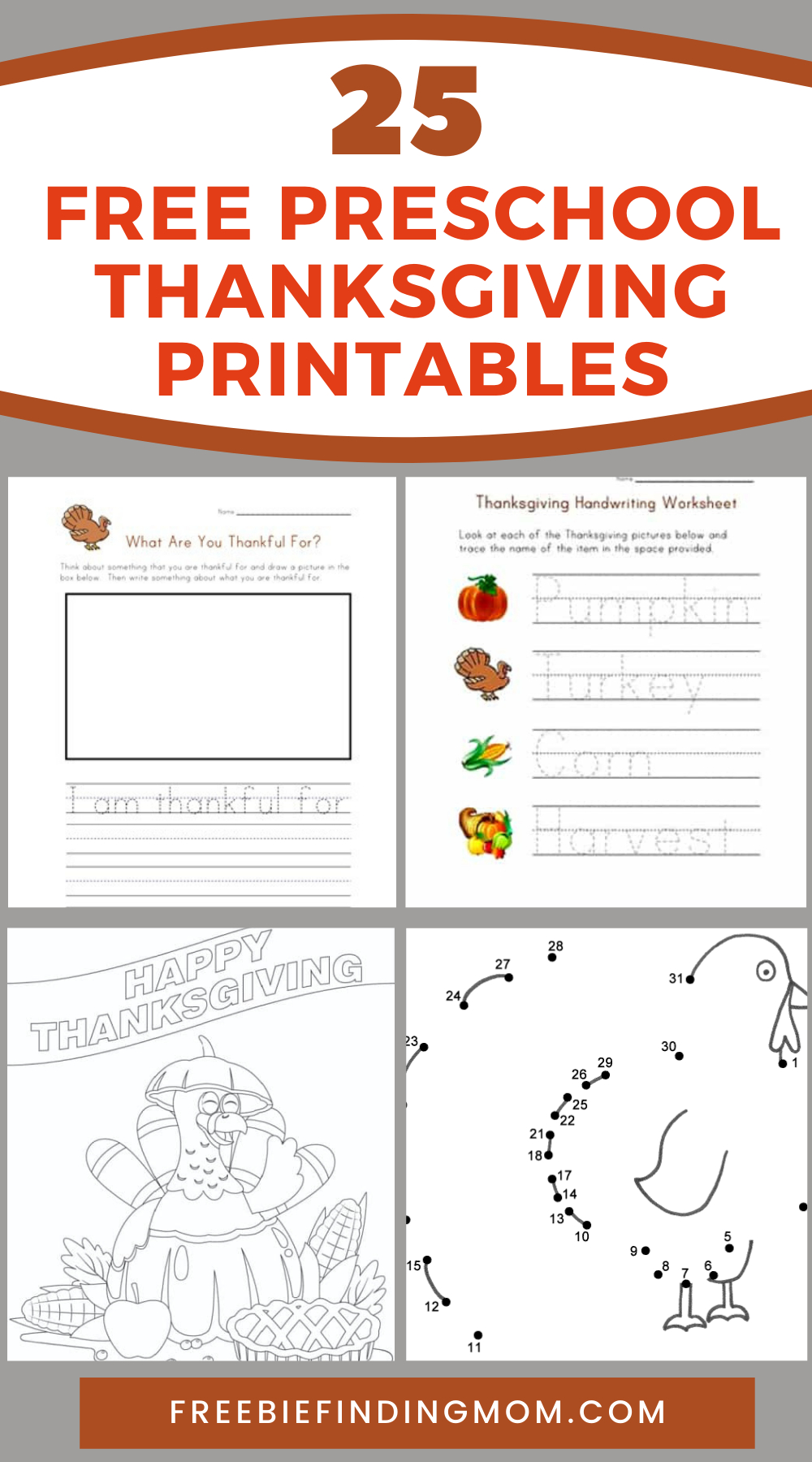 25 Free Preschool Thanksgiving Printables throughout Preschool Thanksgiving Free Printables