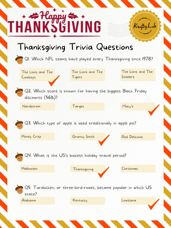 Thanksgiving Trivia Questions And Answers Printable