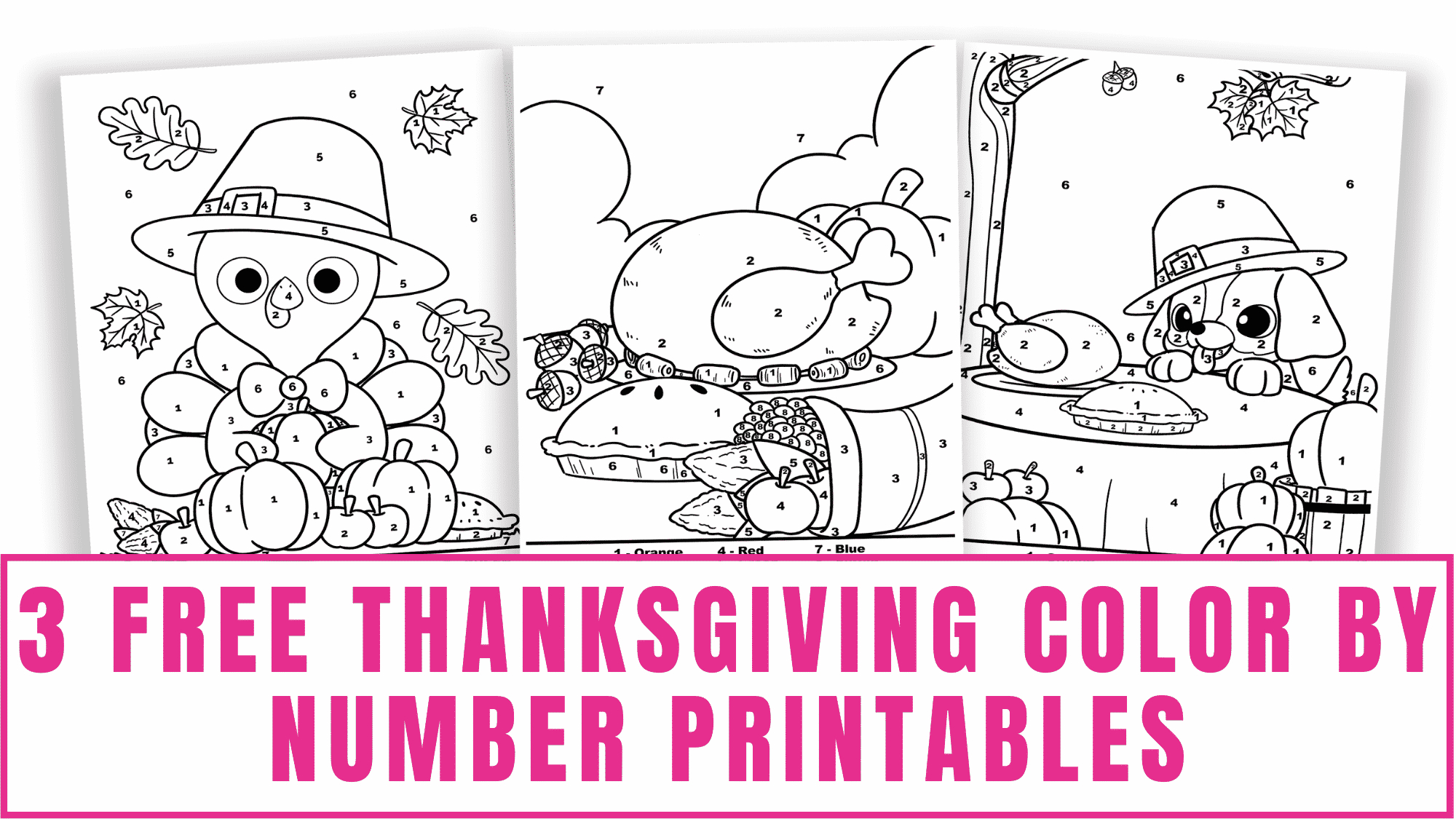 3 Free Thanksgiving Colornumber Printables throughout Free Thanksgiving Color By Number Printables