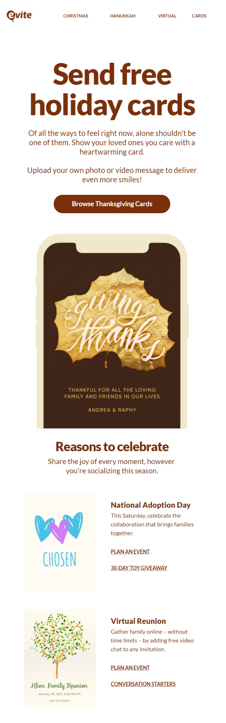 Thanksgiving Cards Email