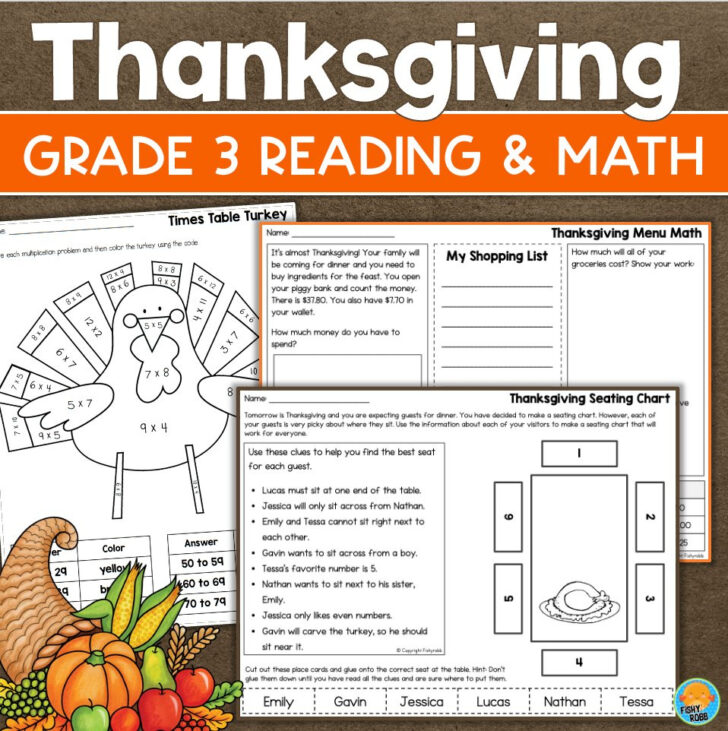 Thanksgiving Math Worksheets 3rd Grade