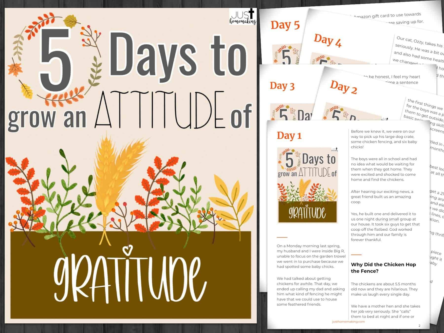 5 Days To Grow An Attitude Of Gratitude: A Thanksgiving Devotion for Printable Thanksgiving Devotionals