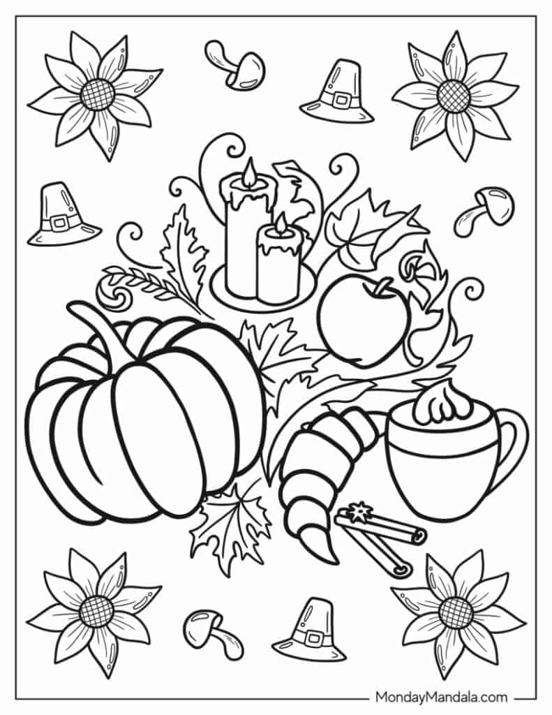 50 Thanksgiving Coloring Pages (Free Pdf Printables) for Free Thanksgiving Printable Coloring Sheets