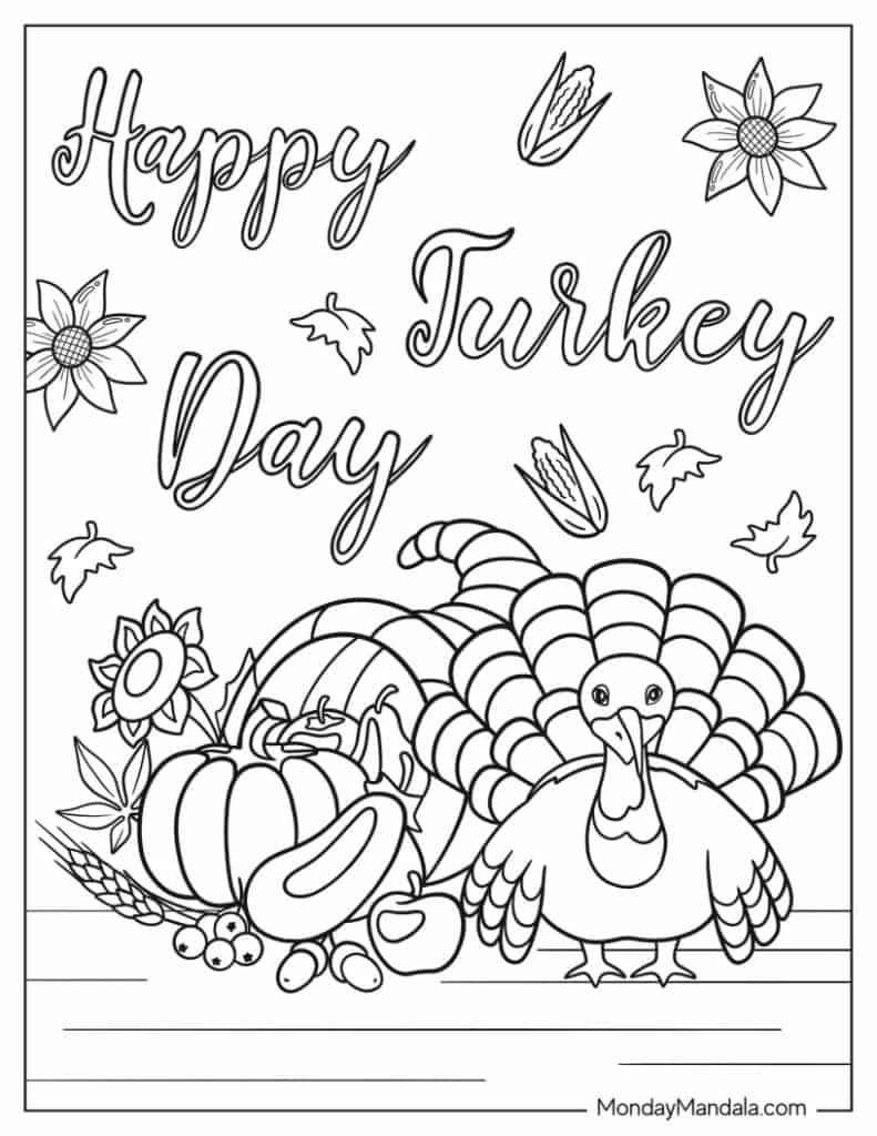 50 Thanksgiving Coloring Pages (Free Pdf Printables) for Printable Happy Thanksgiving Coloring Pages