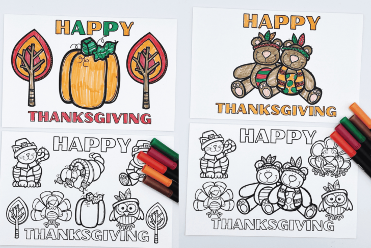 Printable Thanksgiving Cards to Color