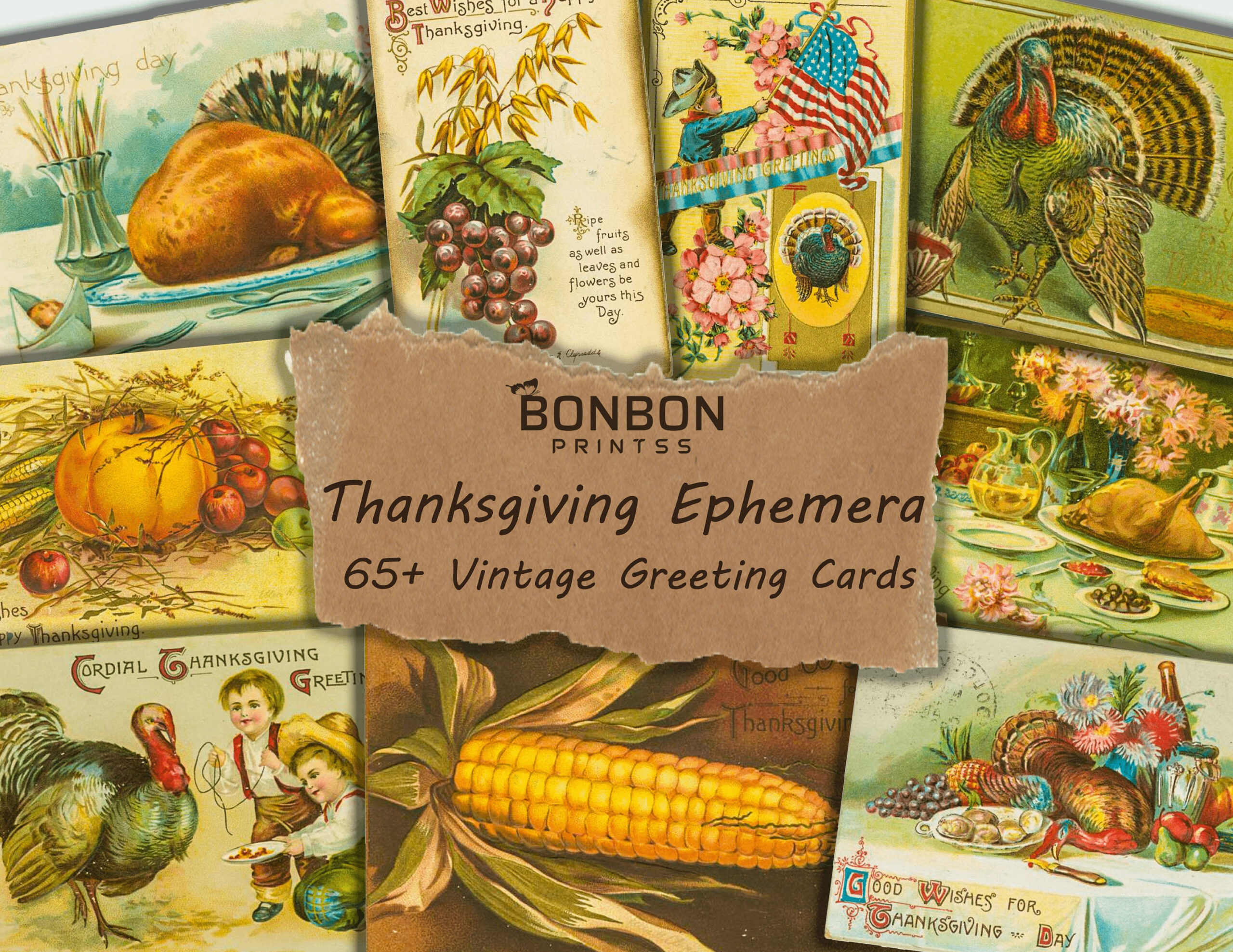 65 X Vintage Thanksgiving Greeting Cards, Autumn Harvest, Junk for Vintage Thanksgiving Day Cards