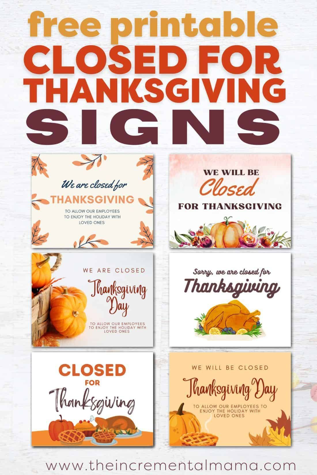 7 Free Printable Closed For Thanksgiving Sign Templates for Free Printable Closed For Thanksgiving Signs