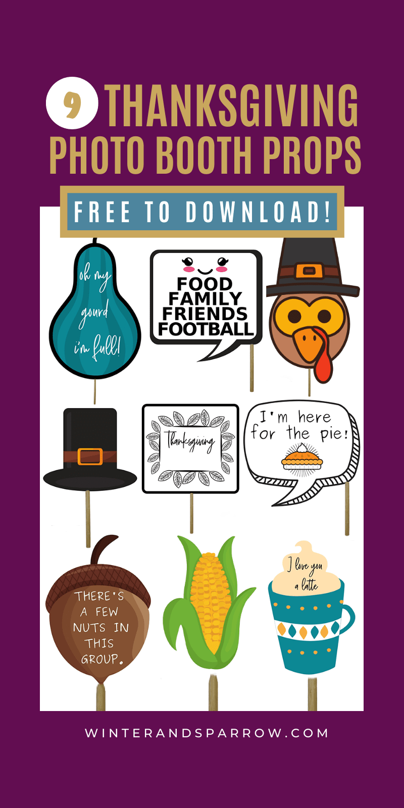 9 Totally Cute + Free Photo Booth Props Printable: Thanksgiving in Free Printable Thanksgiving Photo Booth Props