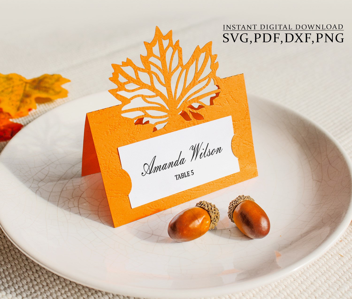 Ahornblatt Tischkarte Svg, Hochzeit Tischkarte Herbst Vorlage in Thanksgiving Placement Cards