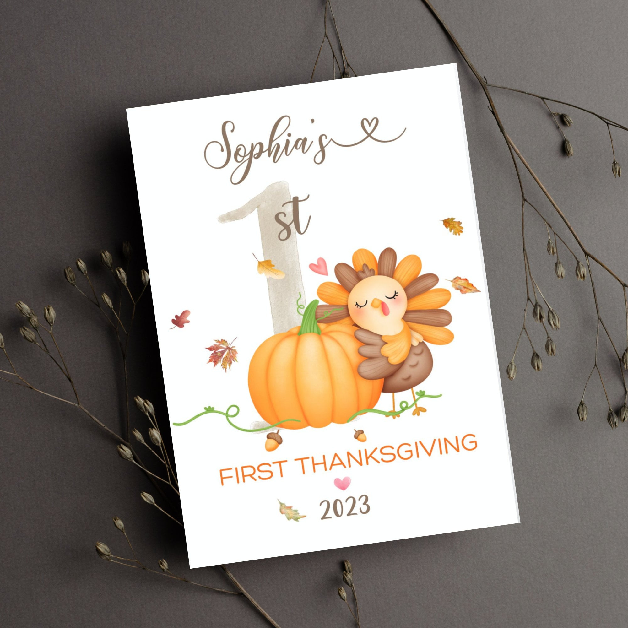 Baby&amp;#039;S 1St Thanksgiving Card Personalized First Thanksgiving Card pertaining to First Thanksgiving Cards