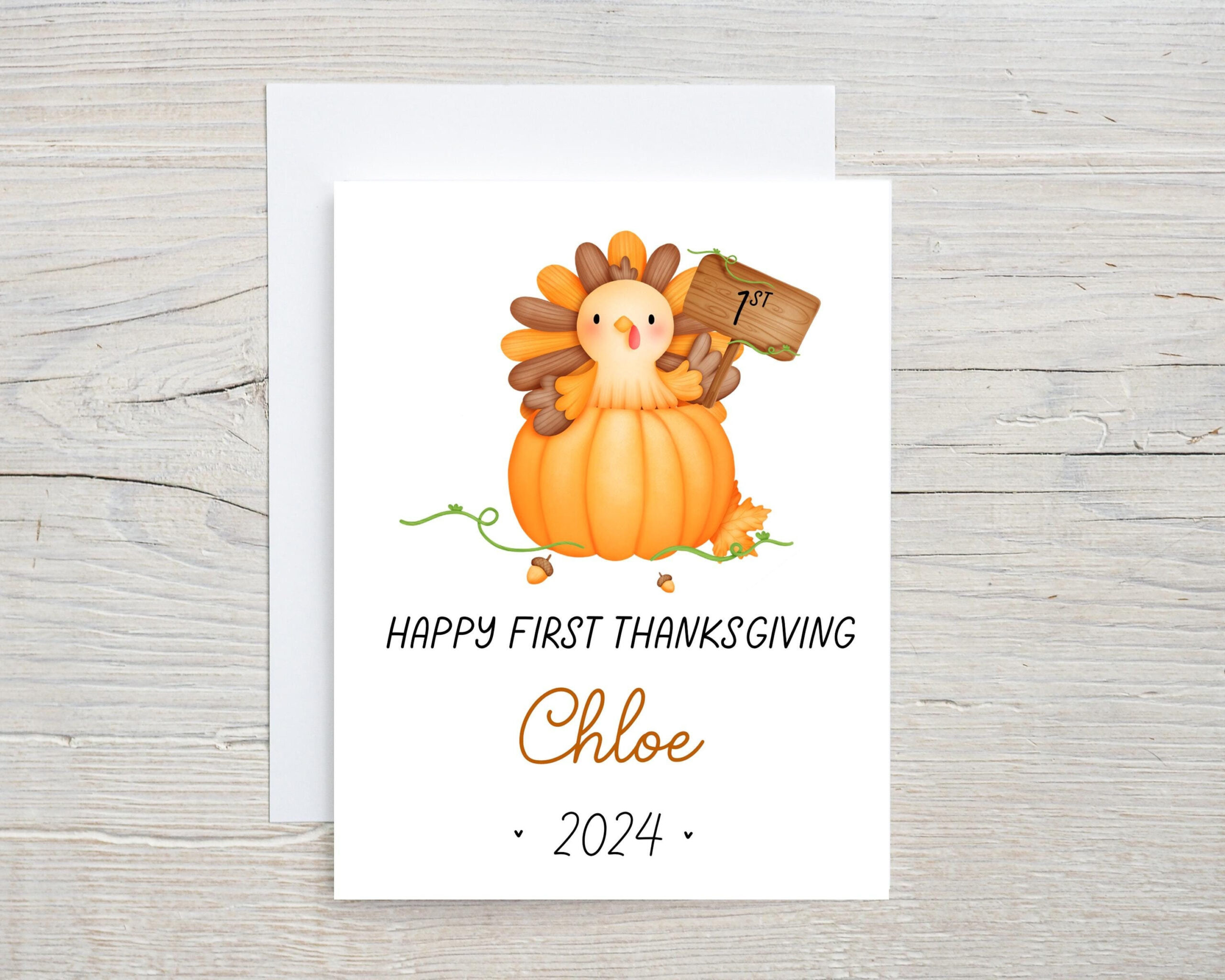 Babys First Thanksgiving Card, Personalized Thanksgiving Card For regarding First Thanksgiving Cards