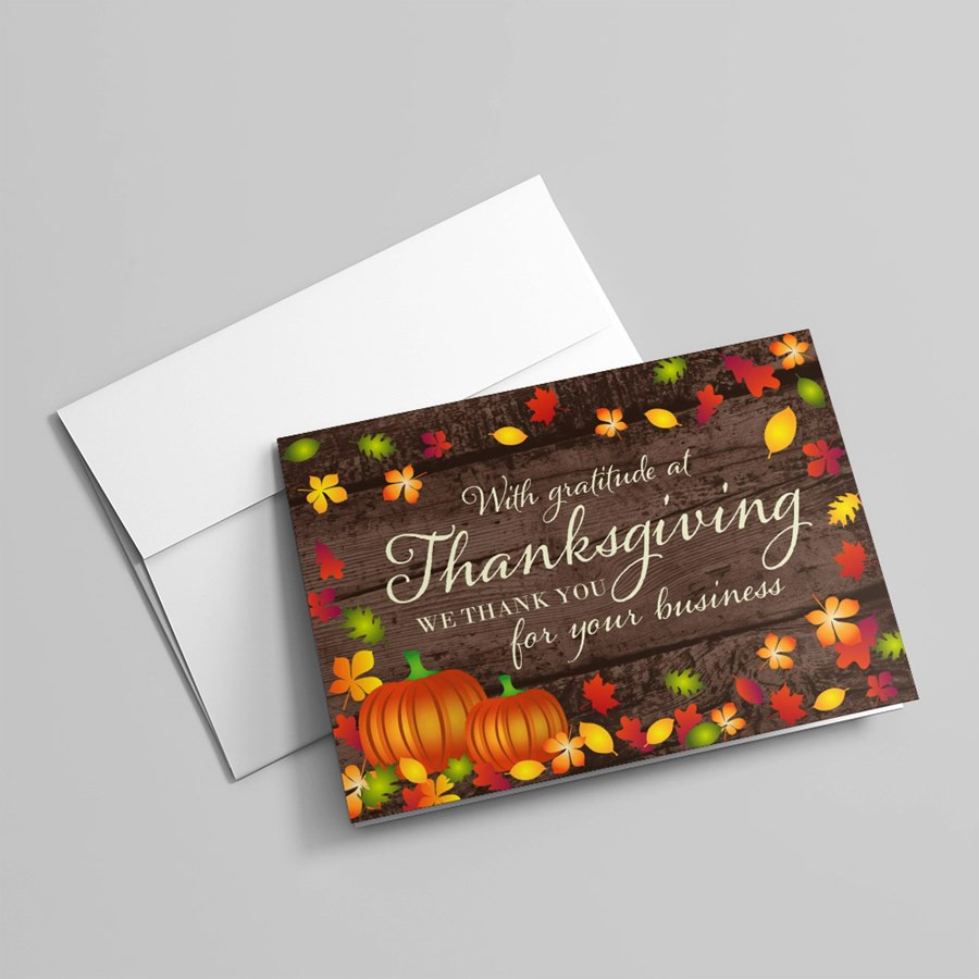 Brown Business Gratitude Thanks - Holiday Greeting Cards in Company Thanksgiving Cards