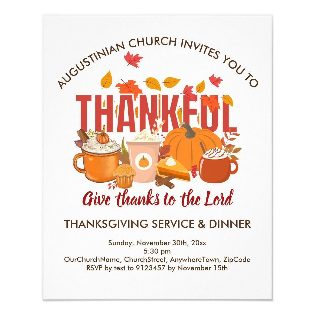 Church Service And Thanksgiving Dinner Flyer | Zazzle inside Church Thanksgiving Invitation Cards