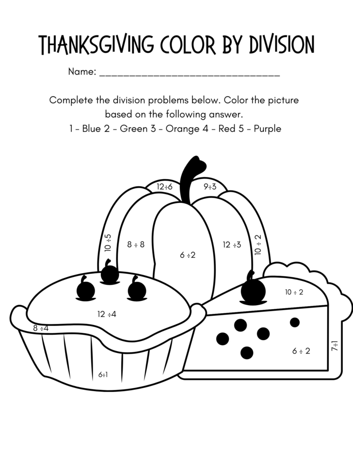 Division Thanksgiving Worksheets