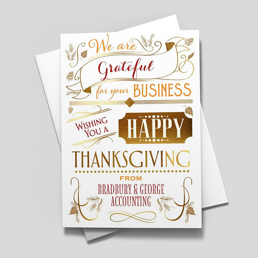 Colorful Business Thanks - Thanksgiving Greeting Cardscardsdirect throughout Happy Thanksgiving Business Cards