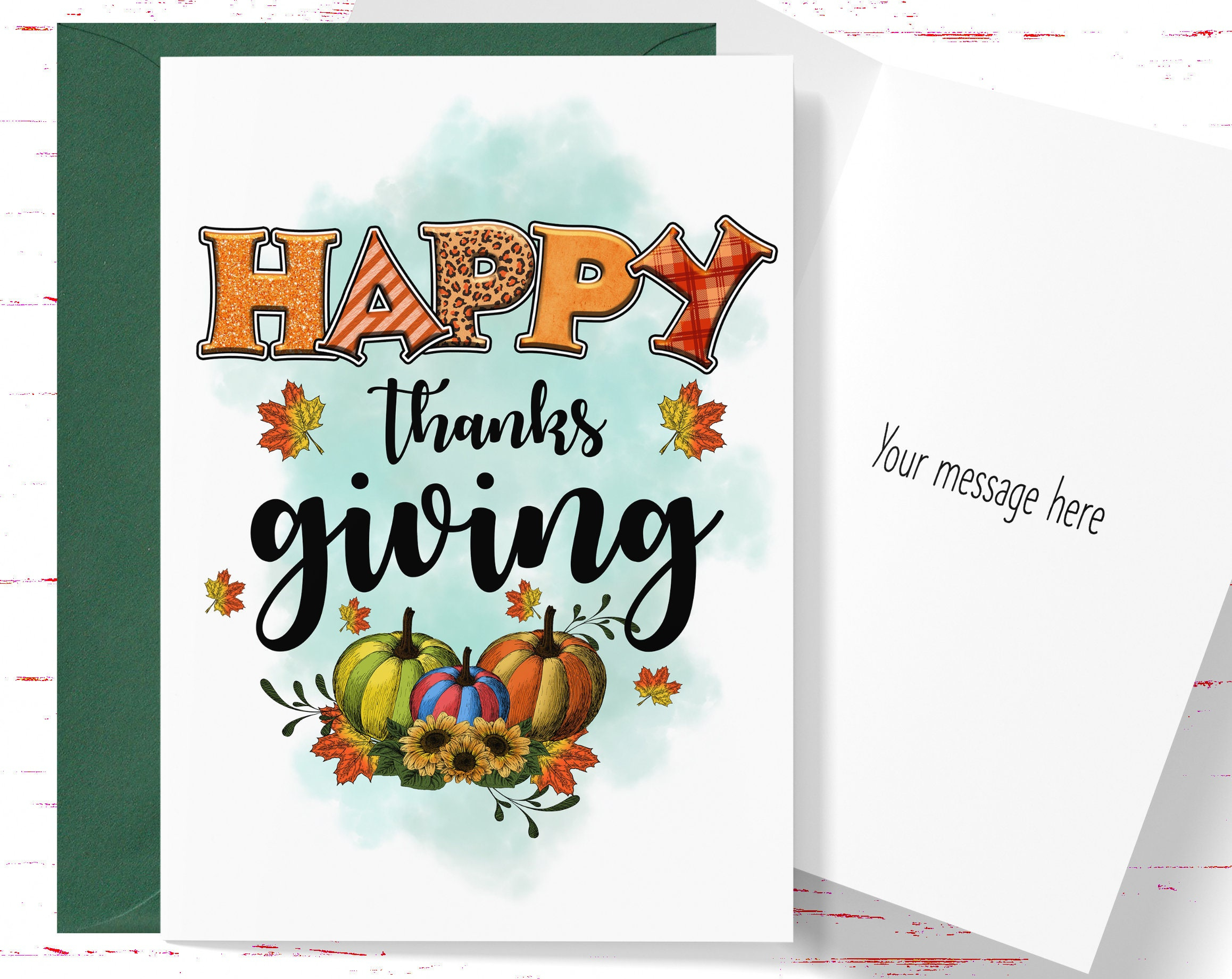 Colorful Thanksgiving Cards, Greeting Card For Thanksgiving - Etsy.de for Cards For Thanksgiving Day