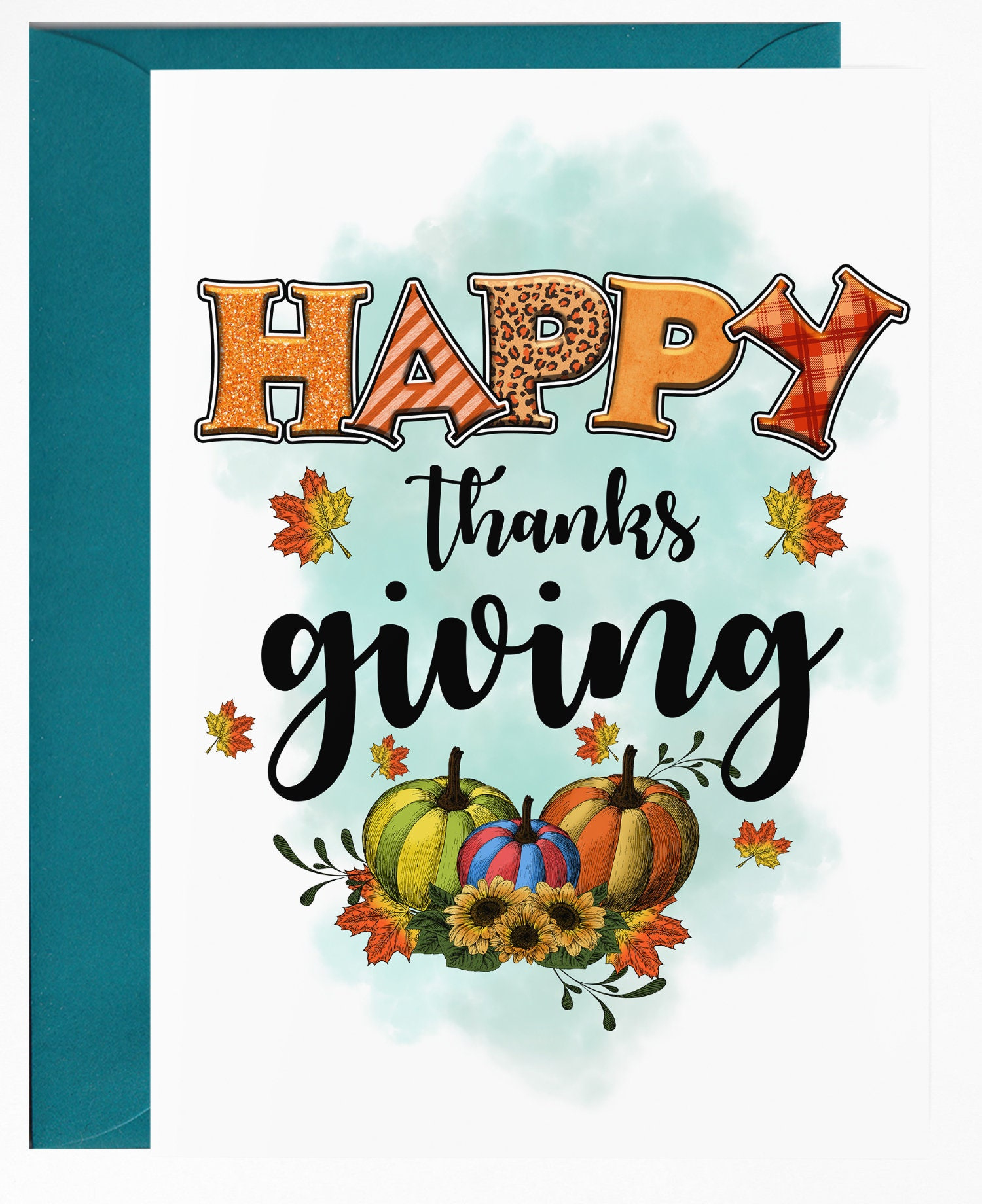 Colorful Thanksgiving Cards, Greeting Card For Thanksgiving - Etsy.de for Happy Thanksgiving Cards