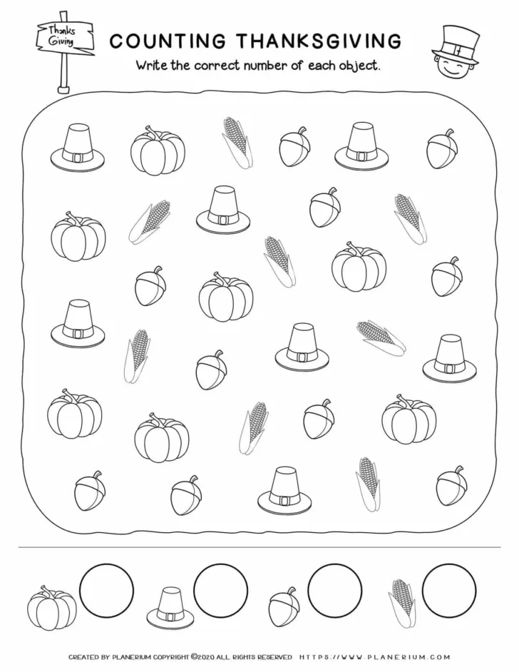 Thanksgiving Counting Worksheets