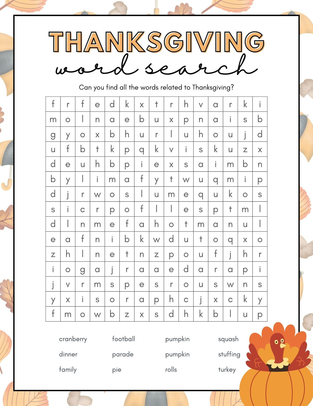 Customize 257+ Thanksgiving Worksheet Templates Online - Canva in Thanksgiving Worksheets Free Printables