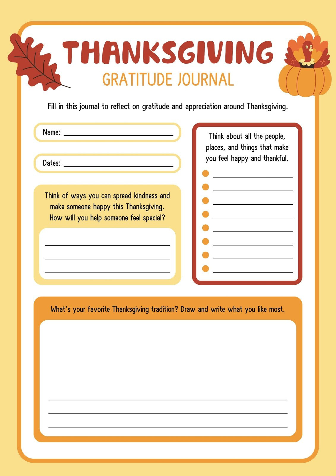 Customize 261+ Thanksgiving Worksheet Templates Online - Canva for Thanksgiving Writing Worksheets