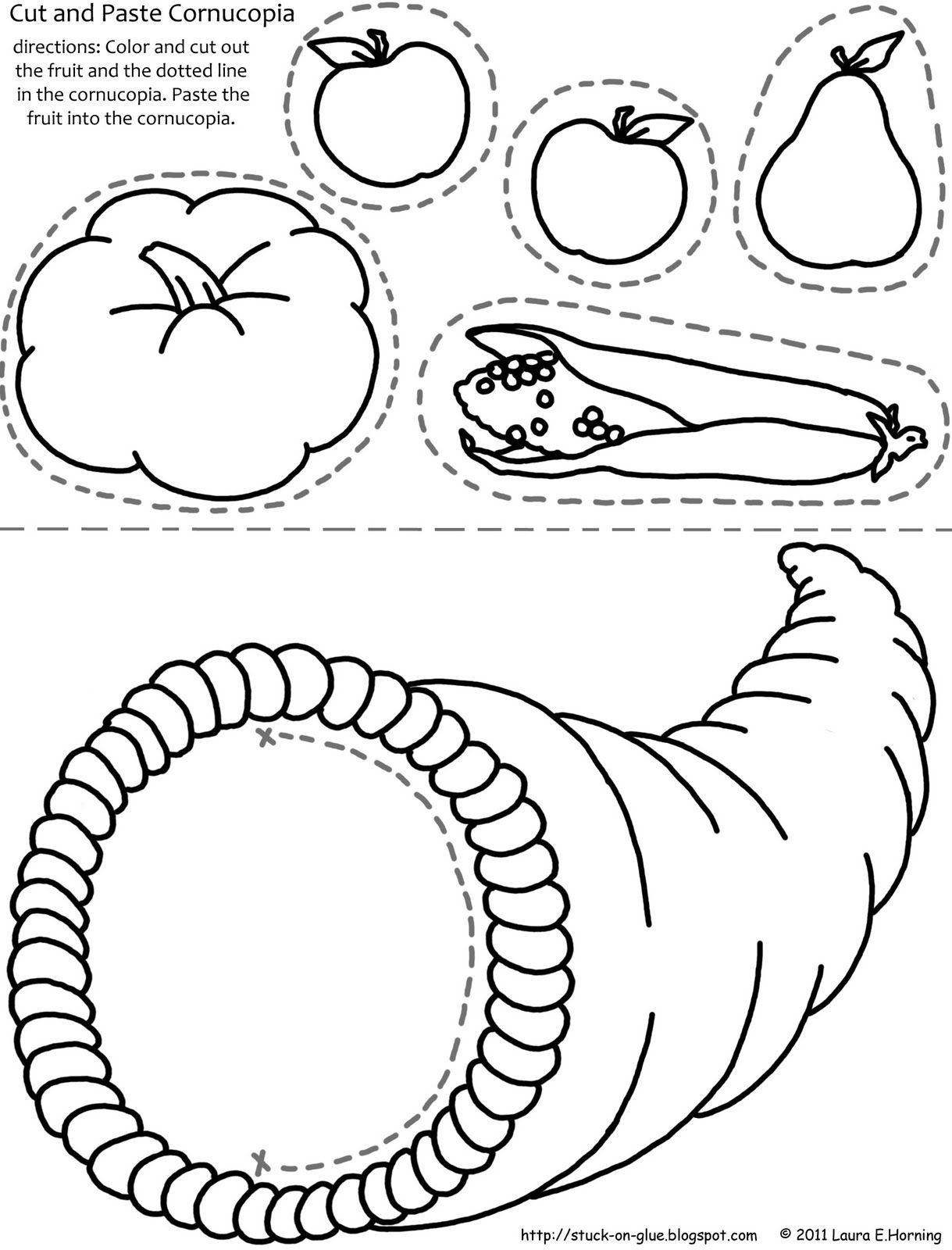 Cut And Paste: Cornucopia for Cut And Paste Thanksgiving Worksheets