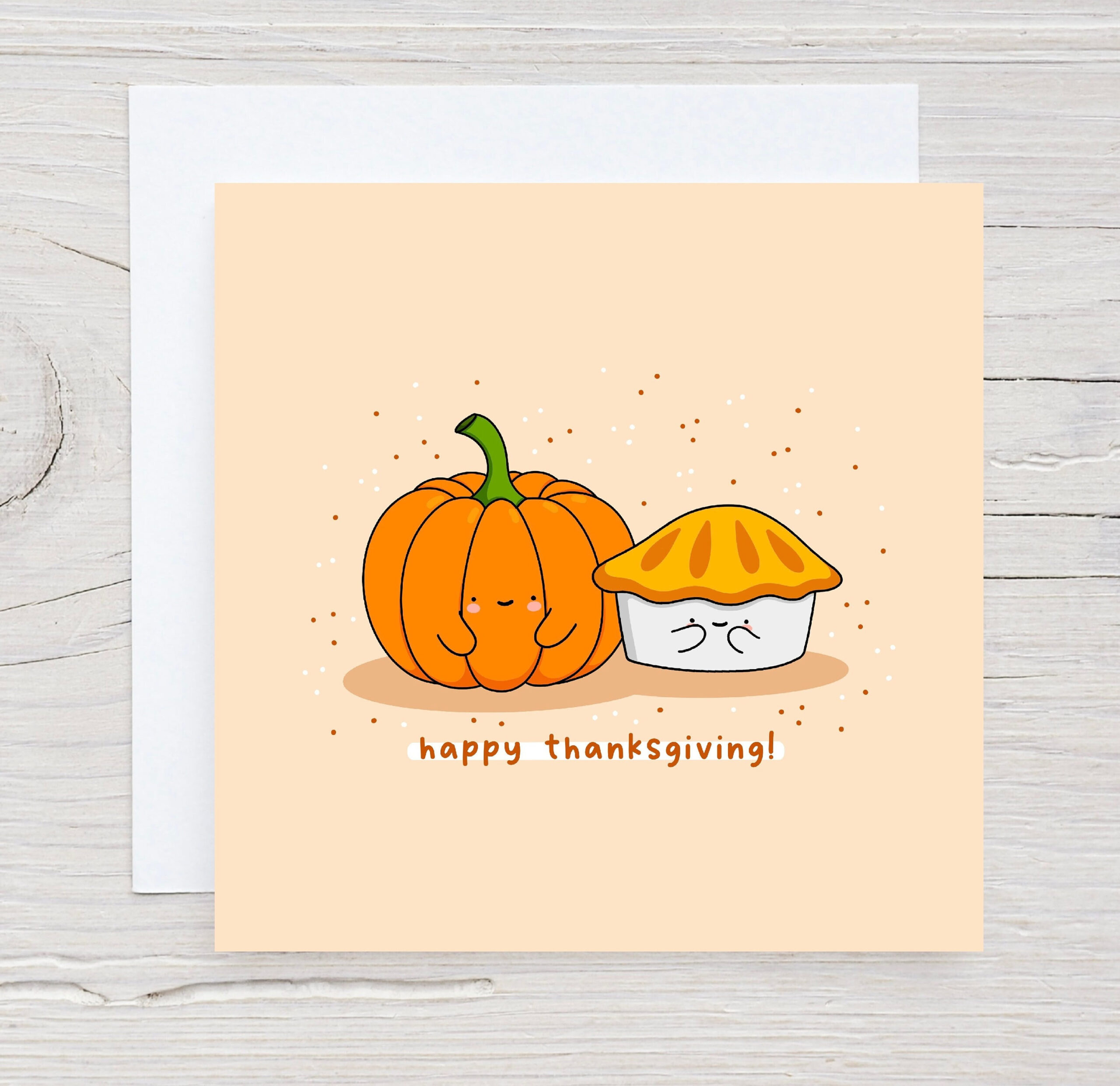 Cute Happy Thanksgiving Card Pumpkin Card, Pies, Kawaii Card - Etsy intended for Cute Happy Thanksgiving Cards