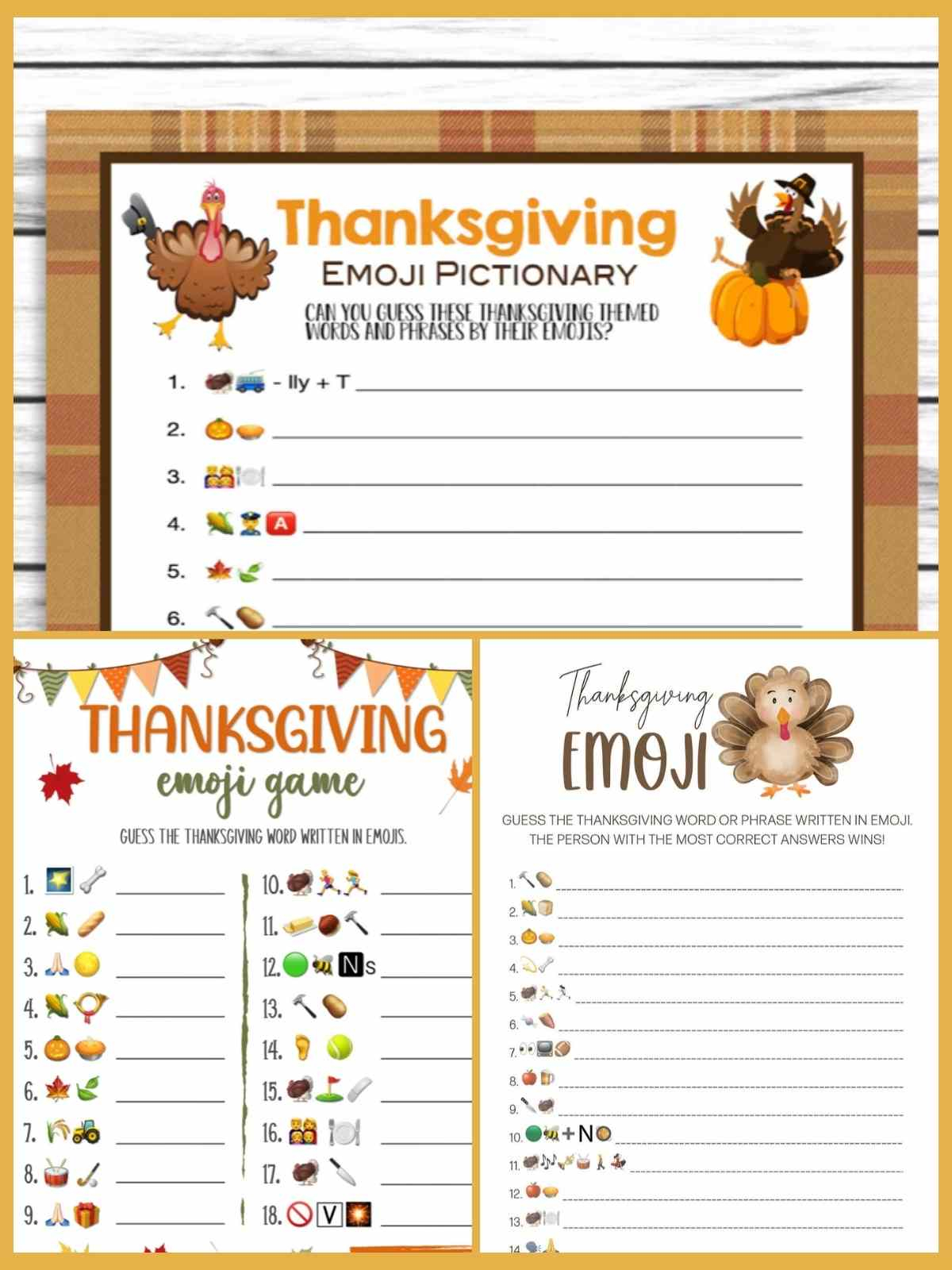 Cutest Thanksgiving Emoji Pictionary With Answers - Fun Party Pop intended for Thanksgiving Emoji Game Free Printable