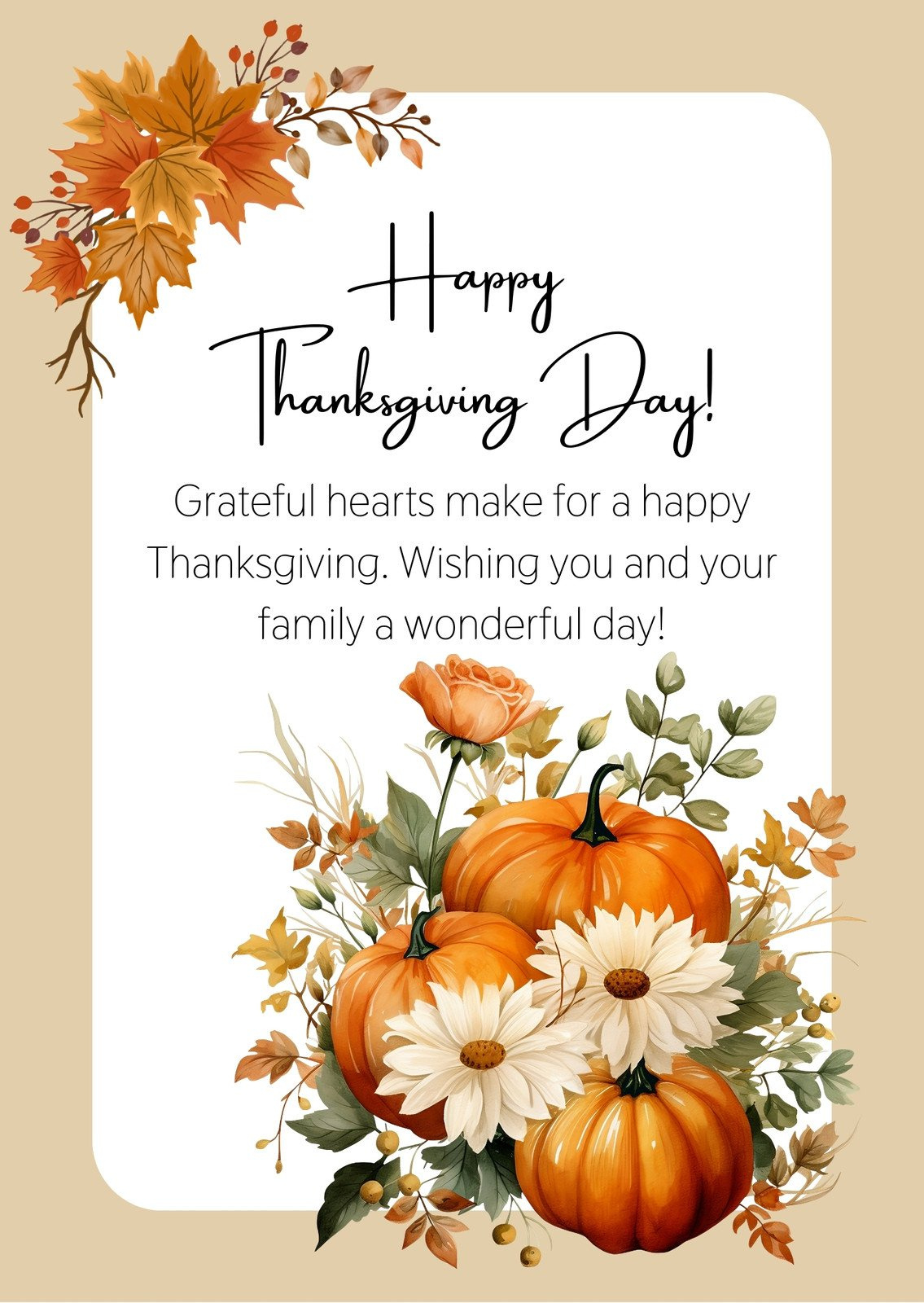 Design And Print Custom Portrait Thanksgiving Cards | Canva in Happy Thanksgiving Family Cards