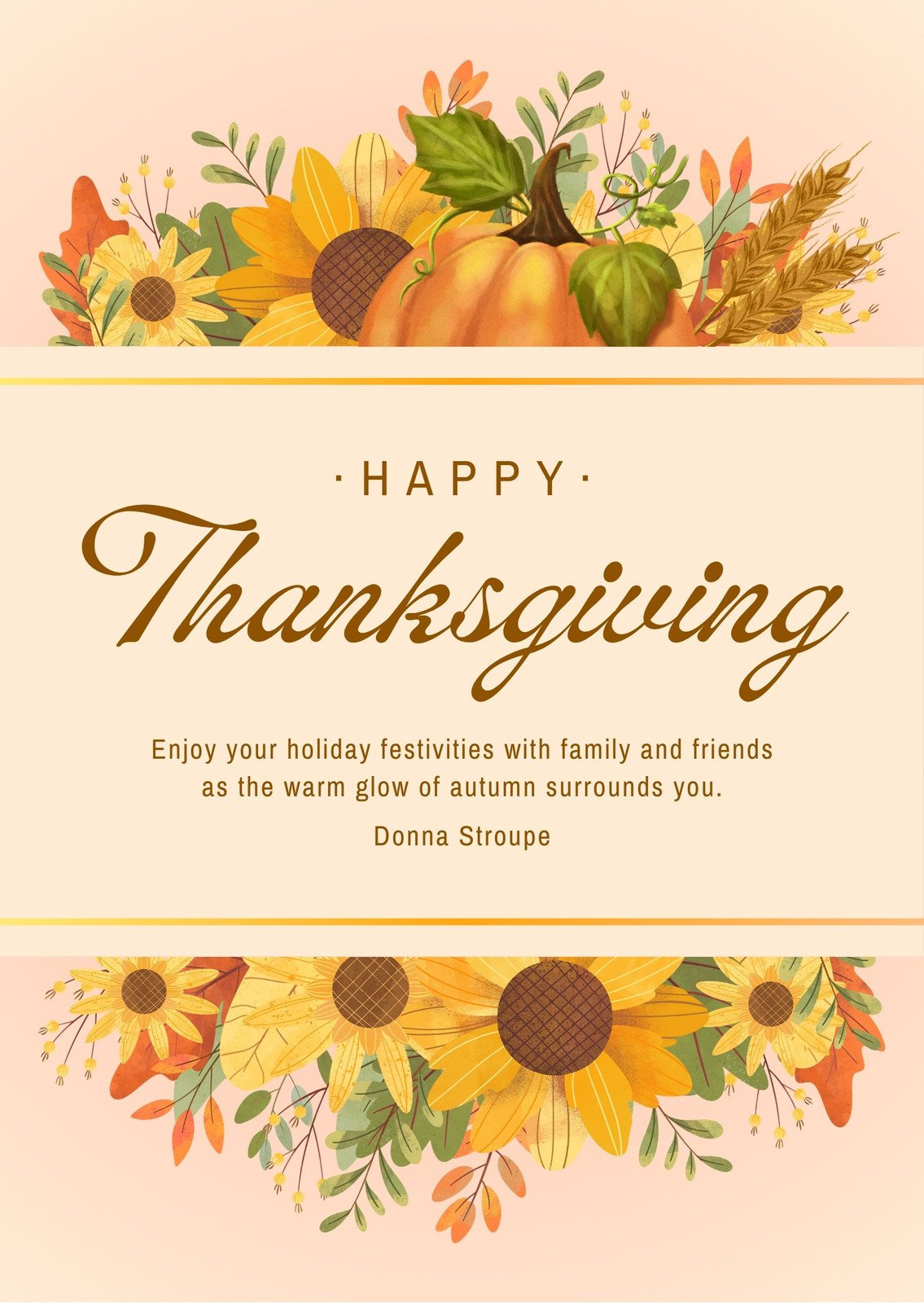 Design And Print Custom Portrait Thanksgiving Cards | Canva intended for Free Electronic Thanksgiving Cards