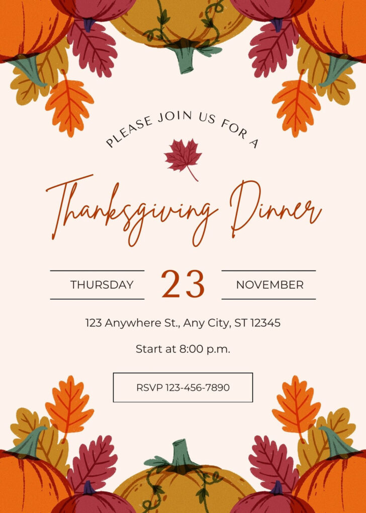 Thanksgiving Dinner Invitation Cards