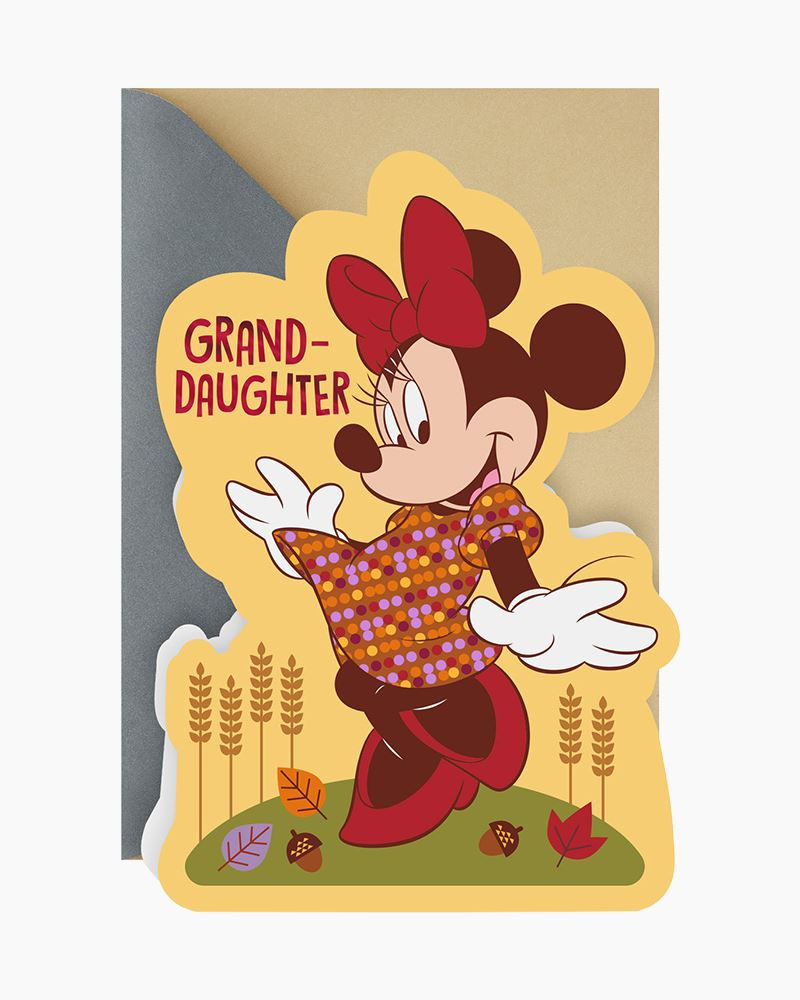 Disney Minnie Mouse Thanksgiving Card For Granddaughter inside Disney Thanksgiving Cards