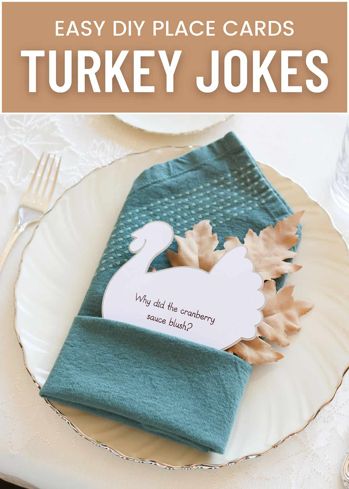 Diy Thanksgiving Place Cards: Funny Turkey Jokes - Aubree Originals pertaining to Fun Thanksgiving Place Cards Ideas