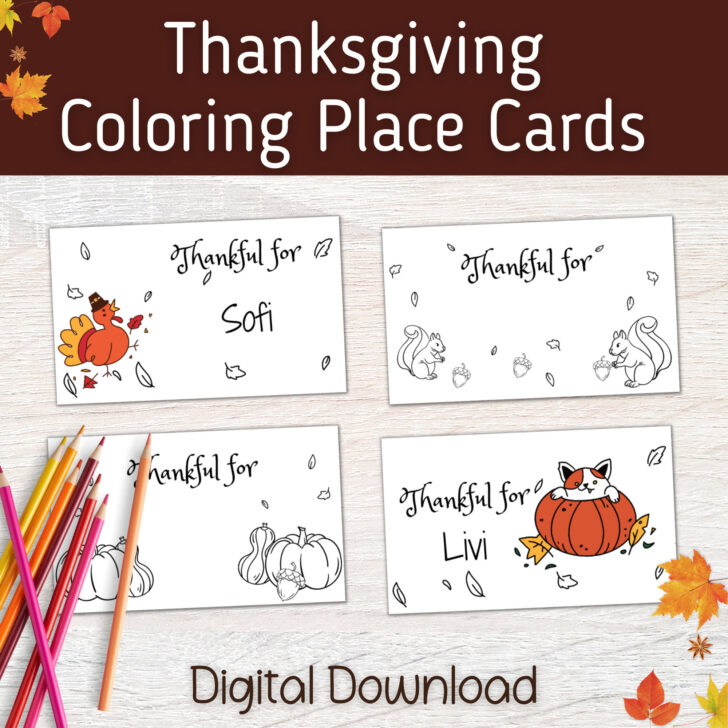 Free Printable Thanksgiving Place Cards to Color