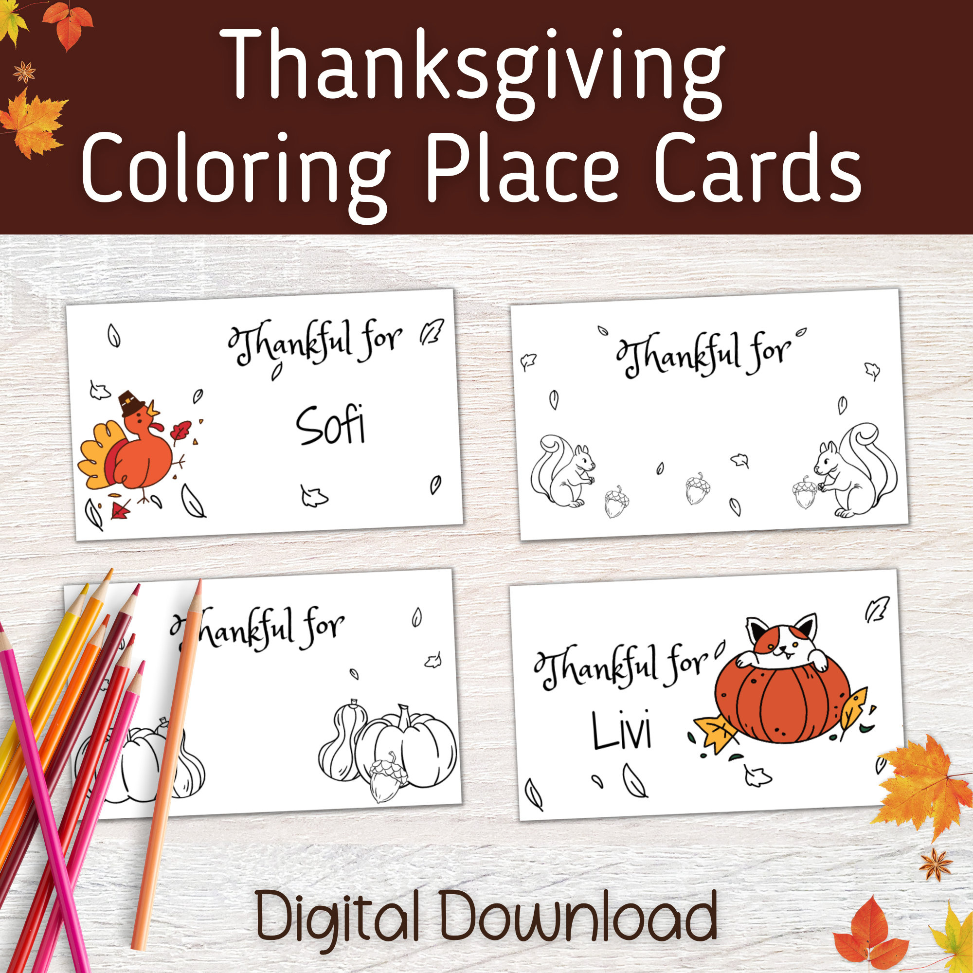 Diy Thanksgiving Place Cards, Thanksgiving Coloring Place Cards within Free Printable Thanksgiving Place Cards To Color