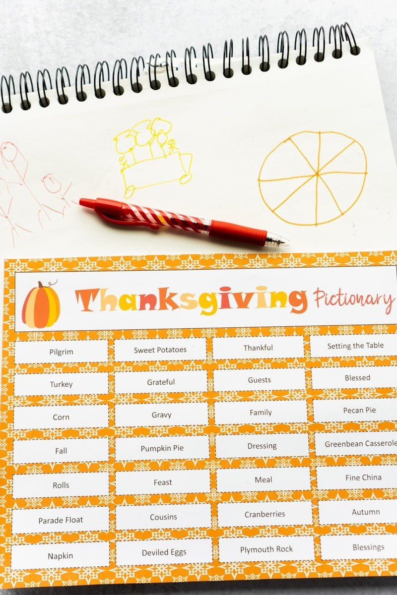 Easy Thanksgiving Pictionary Game (Free Printable) - Play Party Plan regarding Thanksgiving Pictionary Free Printable