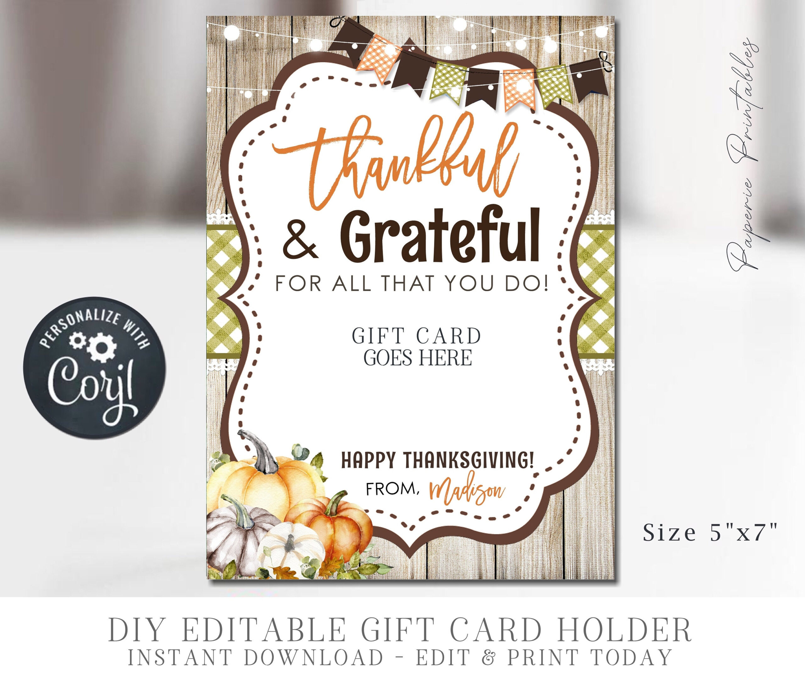 Editable Thanksgiving Gift Card Holder, Thanksgiving Thanks A inside Thanksgiving Gift Cards Messages