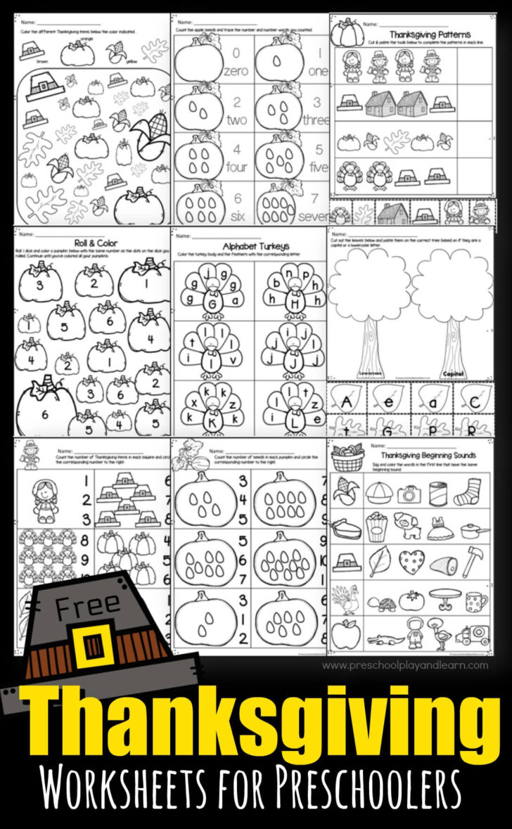 Free Printable Kindergarten Thanksgiving Worksheets