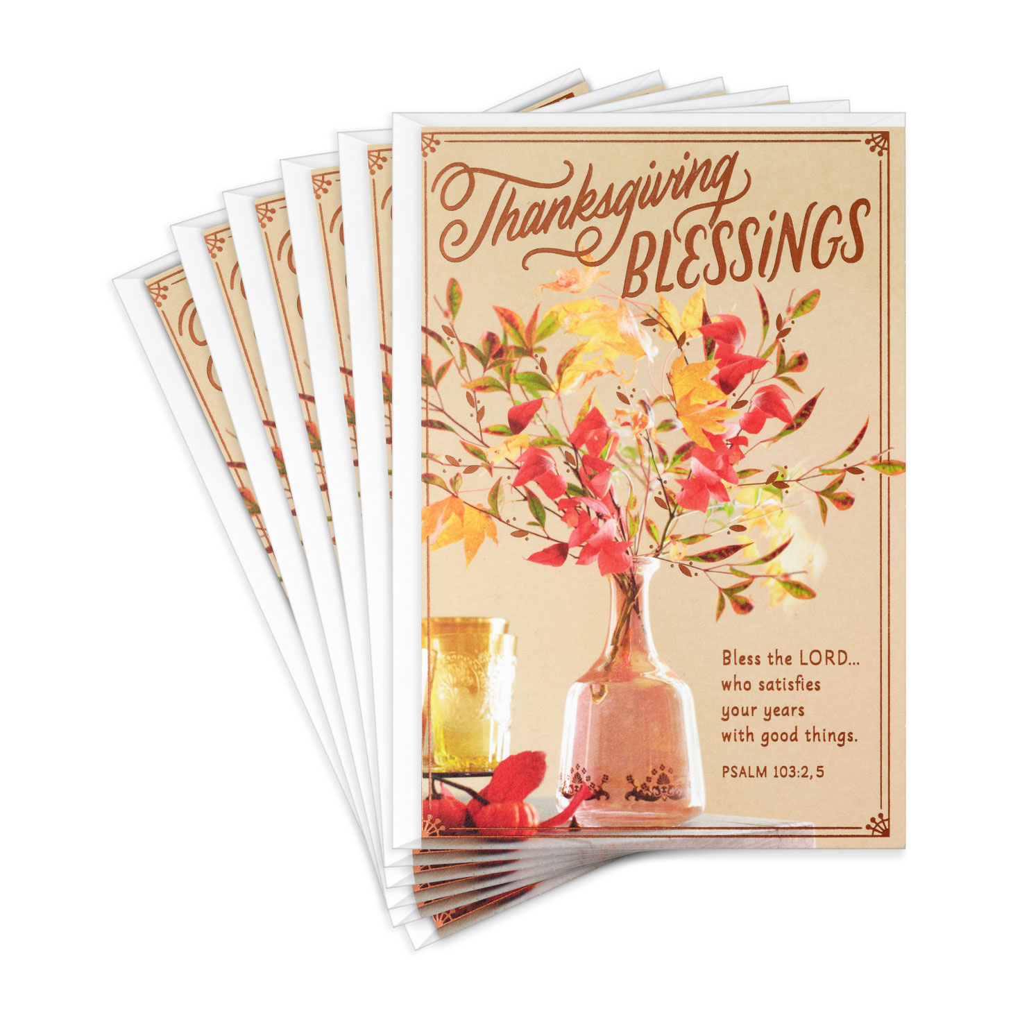 Fall Foliage Bouquet Religious Thanksgiving Cards, Pack Of 6 for Thanksgiving Boxed Cards