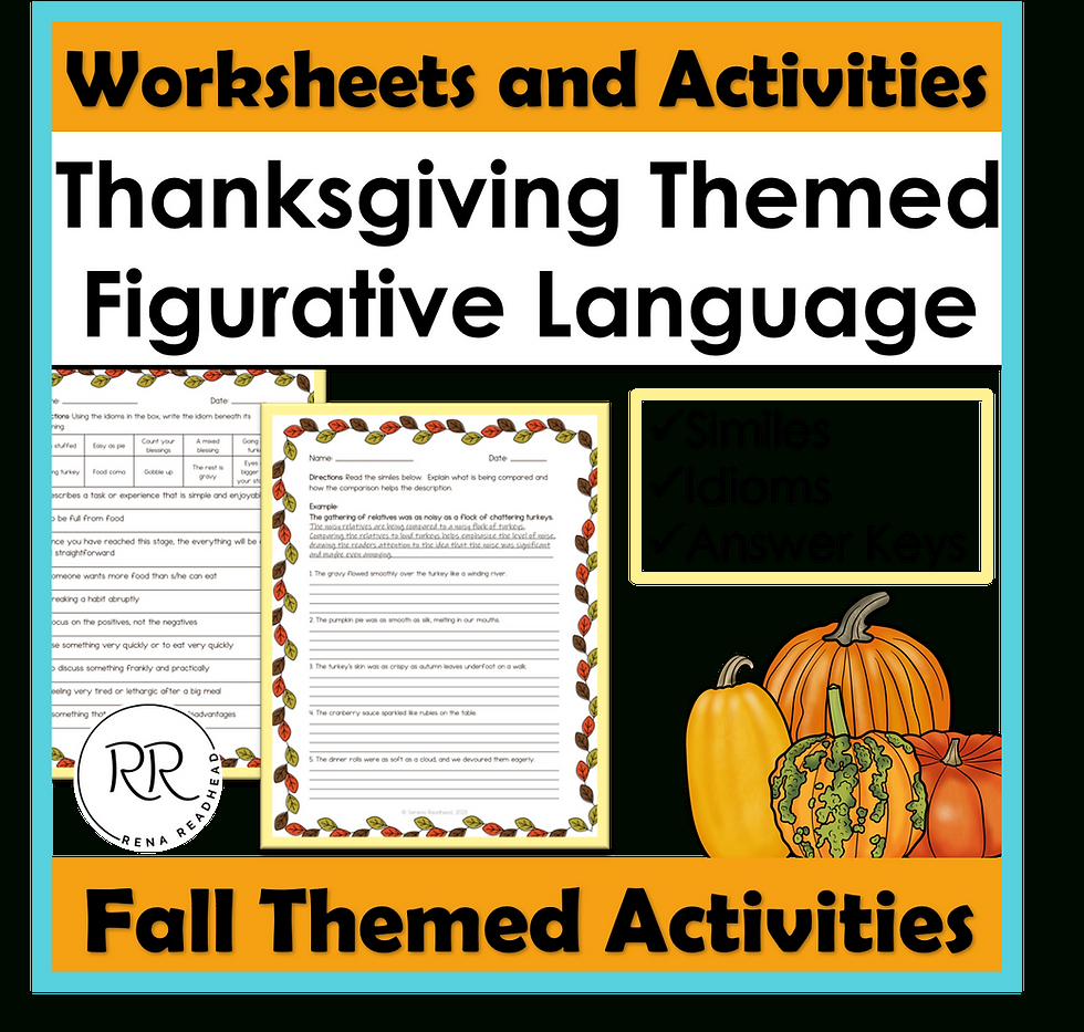 Feasting On Words: 7 Thanksgiving Figurative Language Activities throughout Thanksgiving Figurative Language Worksheets