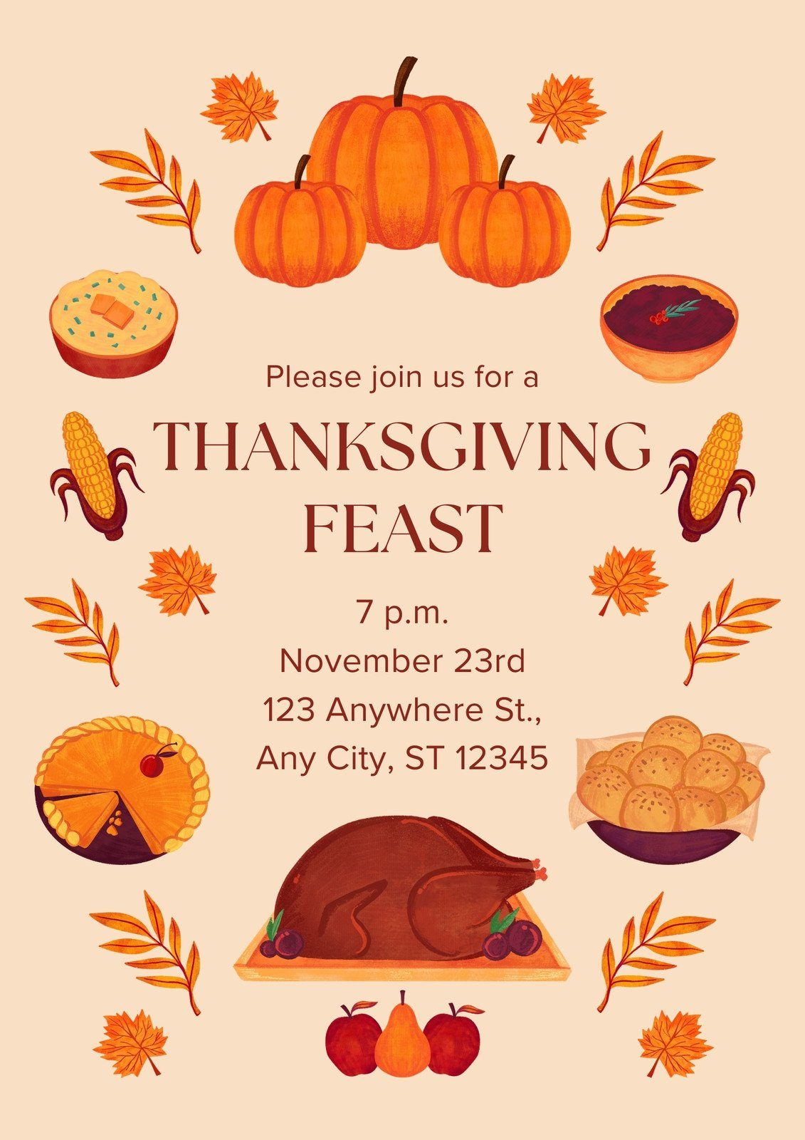 Free Custom Printable Thanksgiving Flyer Templates | Canva throughout Great Clips Thanksgiving Gift Cards