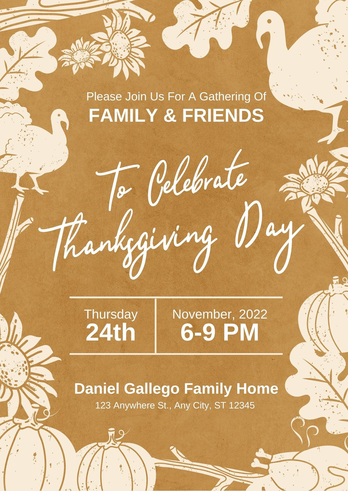 Free Custom Printable Thanksgiving Invitation Templates | Canva for Free Thanksgiving Invitation Printable