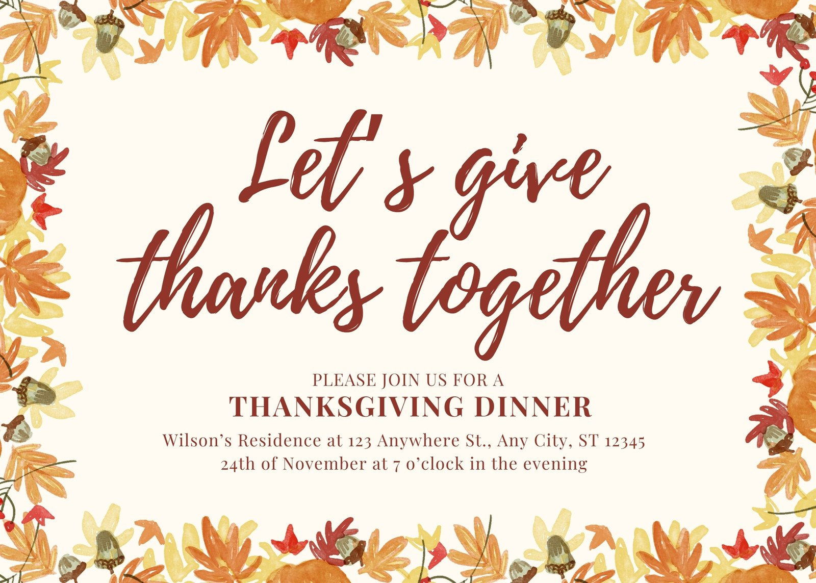 Free Custom Printable Thanksgiving Invitation Templates | Canva for Thanksgiving Invitation Cards