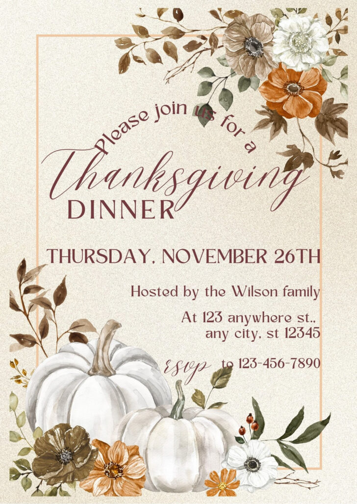 Printable Thanksgiving Dinner Invitations