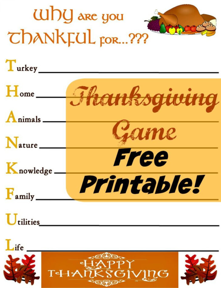 Thanksgiving Games Printable Free